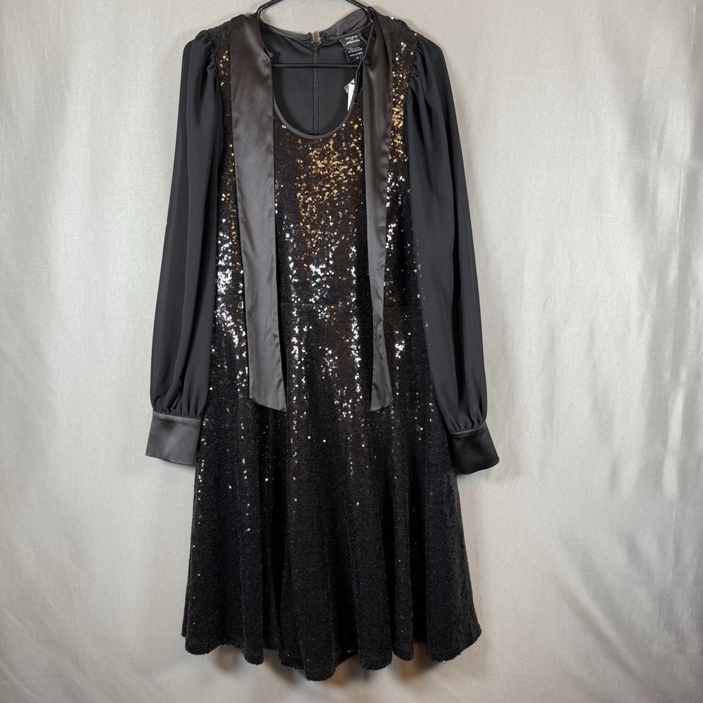 Torrid Sylvia Mollie Black Tie Neck Sequin Cocktail Formal Mini Dress Women's 12 - Picture 2 of 16